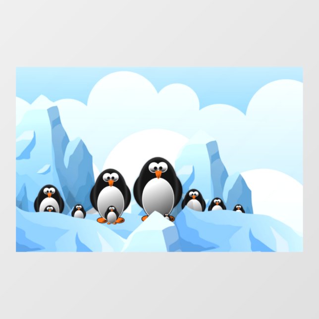 Winterpinguine Fensterheber Fensteraufkleber (Blatt)