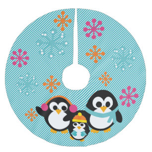 Winterpinguine Holiday Tree Skirt Polyester Weihnachtsbaumdecke