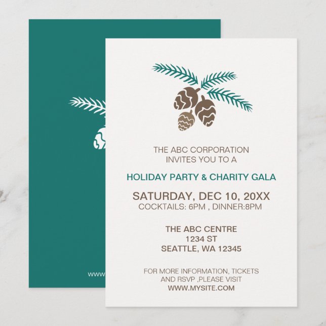 Winterpinienhaine Feiertag Einladung (Vorne/Hinten)