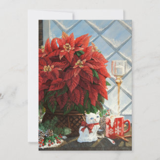 Winterpoinsettia, Keramik-Kätzchen, Ei-Nogg der Ro Karte