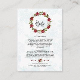 Winterpoinsettia Schneeflocken Hochzeitdetails Begleitkarte