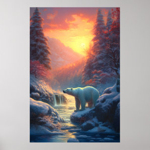 Winterpolarbär Weihnachtsfeiertag Poster