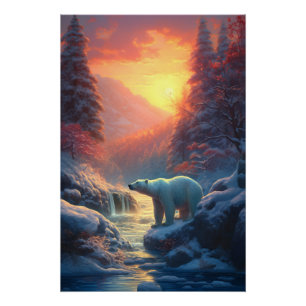 Winterpolarbär Weihnachtsfeiertag Poster