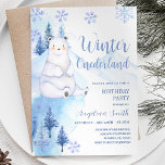 Winterpolarbärchen Schneeflocken Geburtstag Einladung<br><div class="desc">Winter ONEderland Eisbären Schneeflocken Wald Geburtstagseinladung,  Winter Polar Bären Schneeflocken Geburtstag,  Weihnachtsbär einladen. Wintergeburtsfeier. Niedlicher Bär</div>