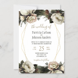 Winterponies geometrische Rahmen Hochzeit Magneteinladung