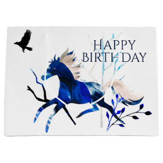 Winterpony und Crow Horse Happy Birthday Große Geschenktüte