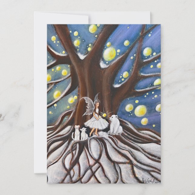Winterrat Whimsistische Kunst Feiertagskarte (Vorderseite)