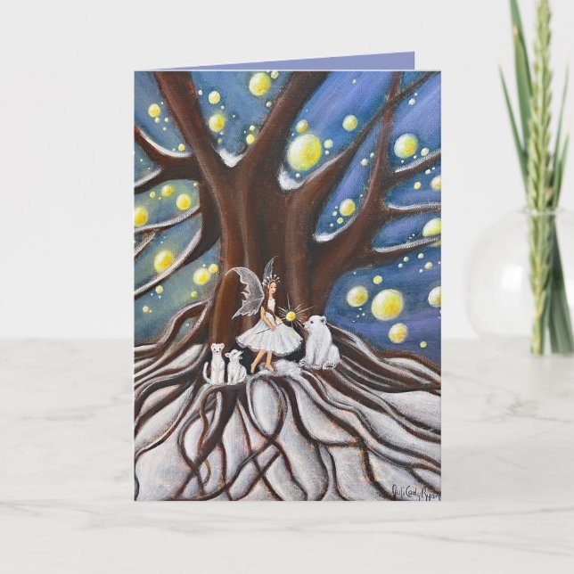 Winterrat Whimsistische Kunst Feiertagskarte (Vorderseite)