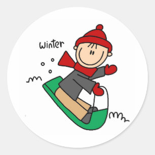 Winterrodeln Runder Aufkleber