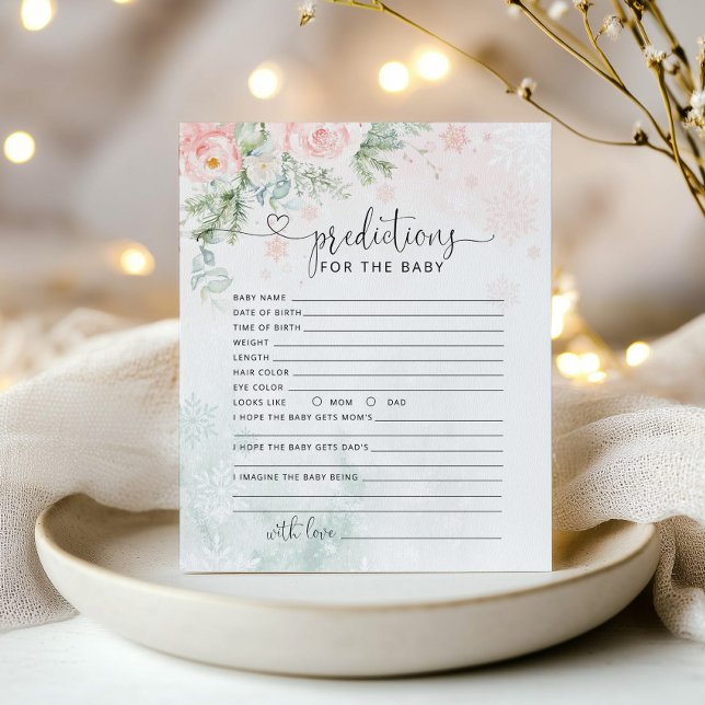 Winterrosa Schneeflocken-Vorhersage für Babykarte (Von Creator hochgeladen)