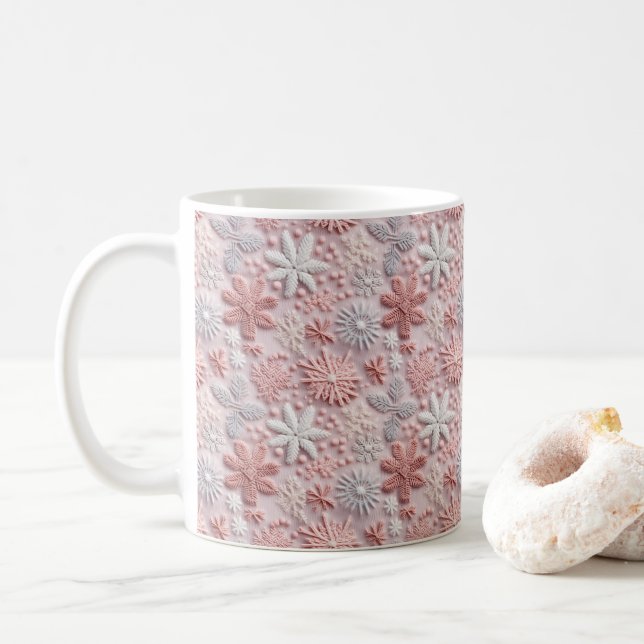 Winterrosa Silberschneeflocken Kaffeetasse (Mit Donut)