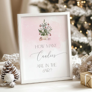 Winterröte Pink Raten Sie, wie viele Bonbons Poste Poster