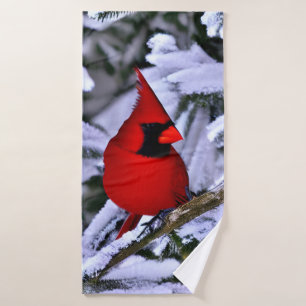 Winterroter Kardinal Badehandtuch