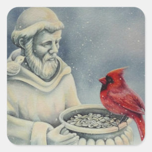 Winterroter Kardinal Bird San Francisco Quadratischer Aufkleber