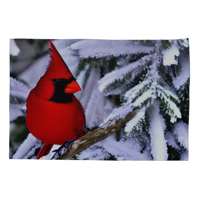 Winterroter Kardinal Kissenbezug (Rückseite)