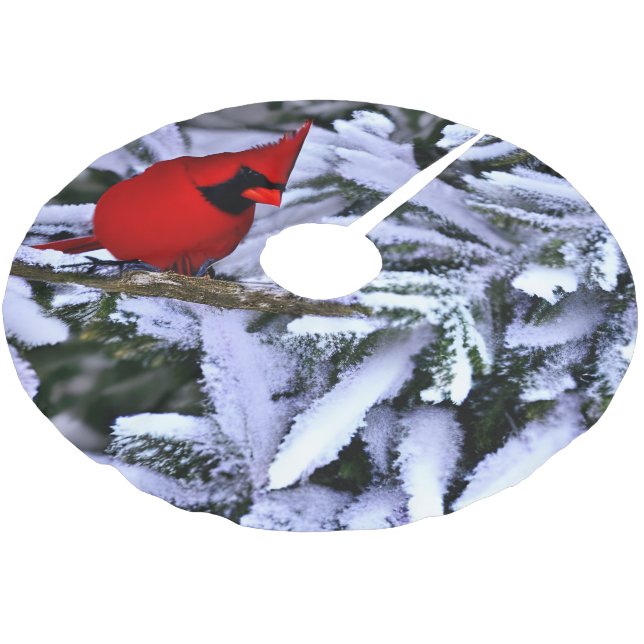 Winterroter Kardinal Polyester Weihnachtsbaumdecke (Schrägansicht)