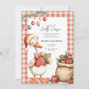Winterroter Weihnachten Dummer-Gans-Baby-Party Einladung