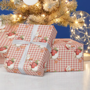 Winterroter Weihnachts-Silvester-Gans 1. Geburtsta Geschenkpapier