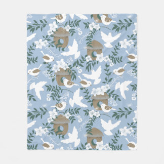 Winterruhe gemütliche Decke in hellblau, mit Vögel