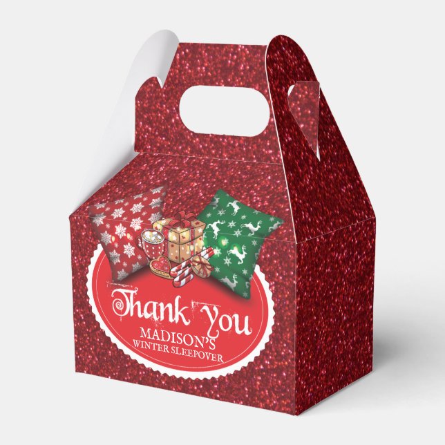 Winterruhe Party Personalisierter Glitzer Geschenkschachtel (Vorderseite)
