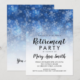 Winterruhestand Party Holiday Sparkor Blau Einladung