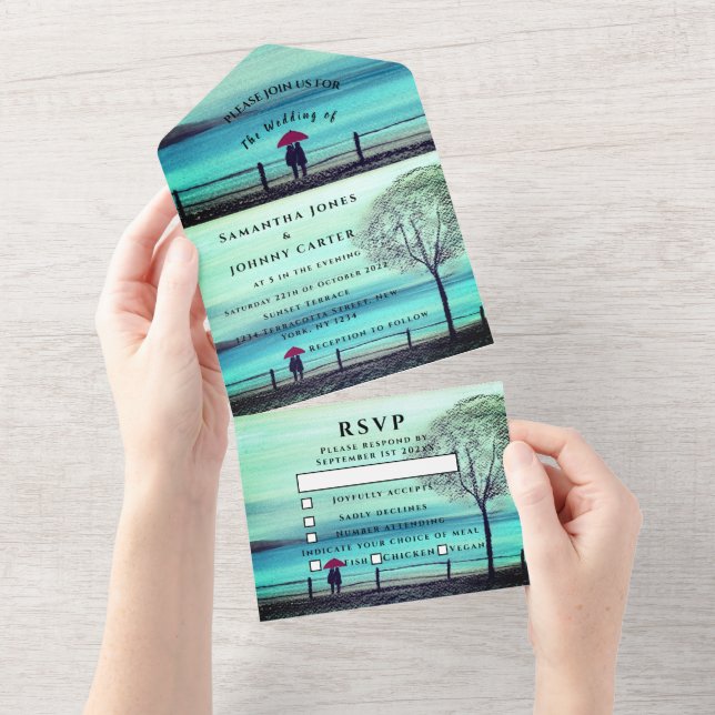 Winterrustikales Waldkuchen-Land - alles in einem All In One Einladung (Abreißen)