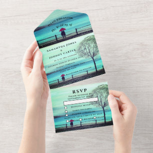 Winterrustikales Waldkuchen-Land - alles in einem All In One Einladung