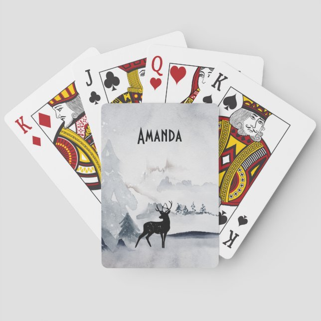 Winterrutsche Rustikales graues Wasser Spielkarten (Rückseite)