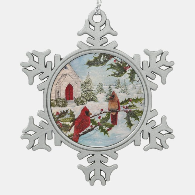 "Winter's Peace" Schneeflocke Gerahmtes Ornament (Vorderseite)