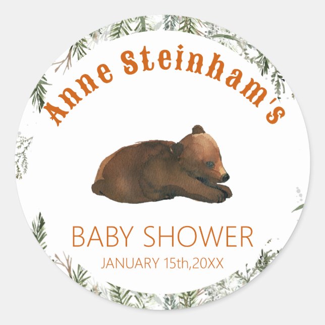 Wintersaison Einfache Baby Boy Dusche Runder Aufkleber (Vorderseite)