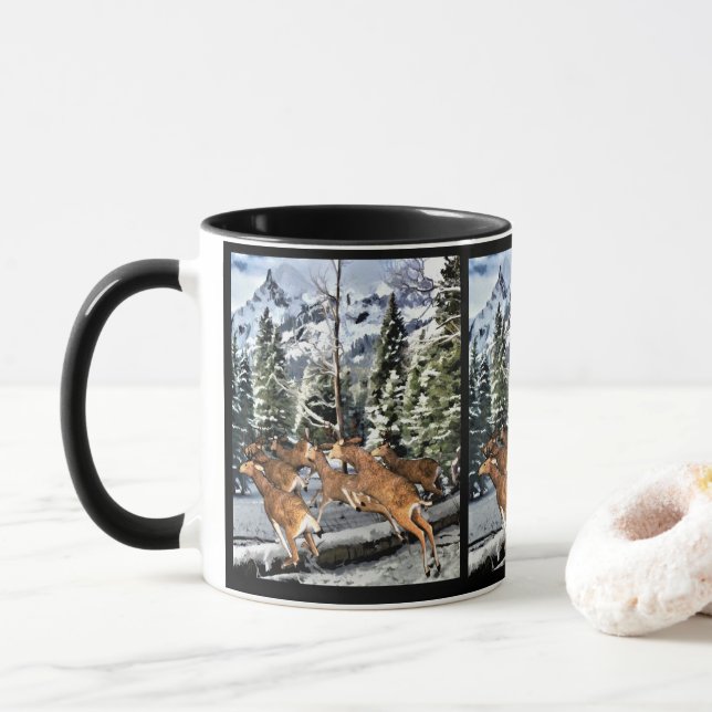 Wintersaison Rocky Mountain Mule Deer Tasse (Mit Donut)