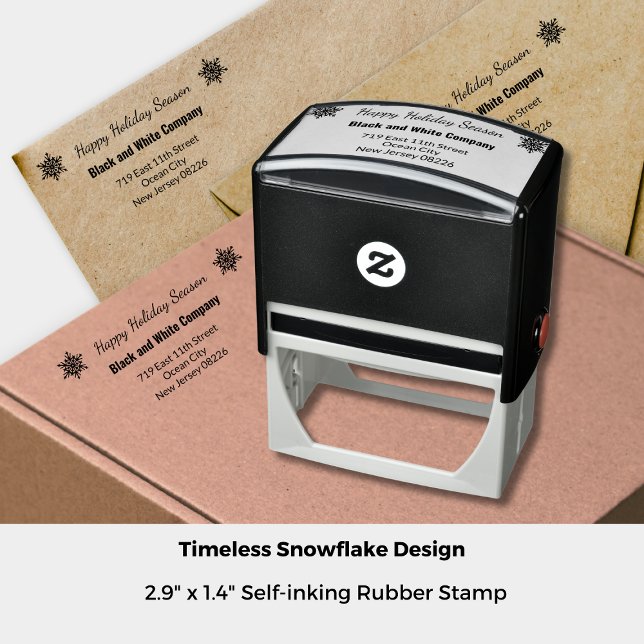Wintersaison Snowflake Firmenadresse Permastempel (2.9"x1.4", Winter Season Snowflake Company Address Self-inking Stamp)