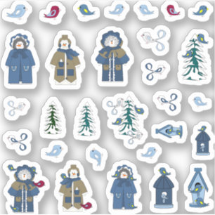 Wintersaisonale Vinyl-Aufkleber (3" x 3") Sammlung Aufkleber