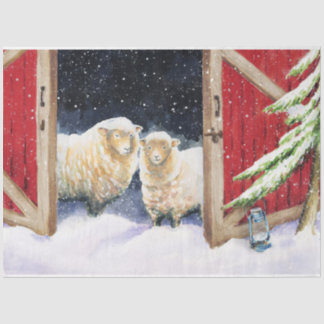 Winterschaf in rotem Stallgewebe Seidenpapier