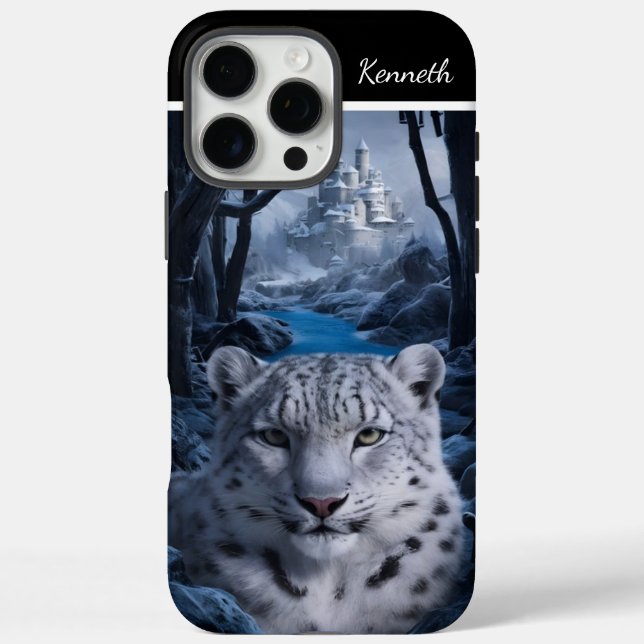 Winterschau von Snow Leopard iPhone 16 Pro Max Hülle (Rückseite)