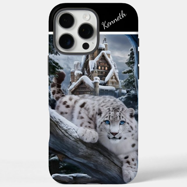 Winterschau von Snow Leopard iPhone 16 Pro Max Hülle (Rückseite)