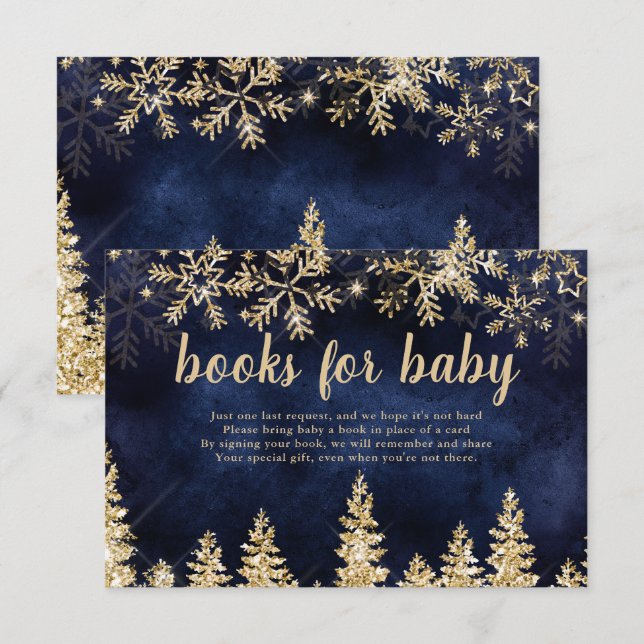 Winterschicke Goldschnee-Pinienbücher für das Baby Begleitkarte (Vorne/Hinten)
