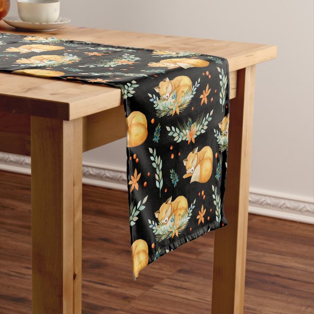 Winterschlussfox Schwarz Kurzer Tischläufer (Beispiel)