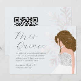 Winterschnee 15. Geburtstag Quinceañera QR Code Einladung