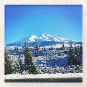 Winterschnee am Monte Shasta, Kalifornien Glasuntersetzer