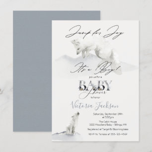 Winterschnee Arsch White Fox Babydusche Einladung