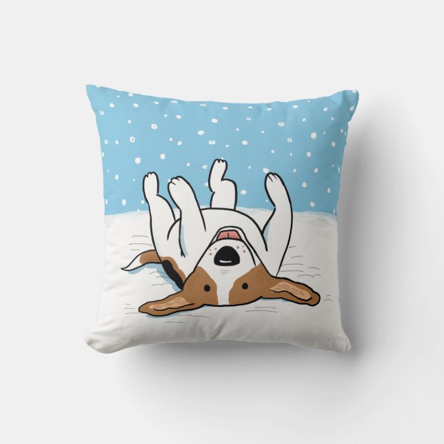 Winterschnee-Beagle | Happy Dog Holiday Design Kissen (Vorderseite)