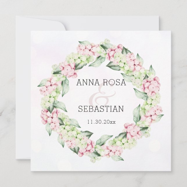 *~* Winterschnee Berry AR12 Boho QR UAWG Wedding Einladung (Vorderseite)