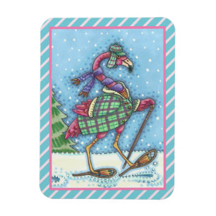WINTERSCHNEE, FLAMINGO-CHRISTMAS MAGNET