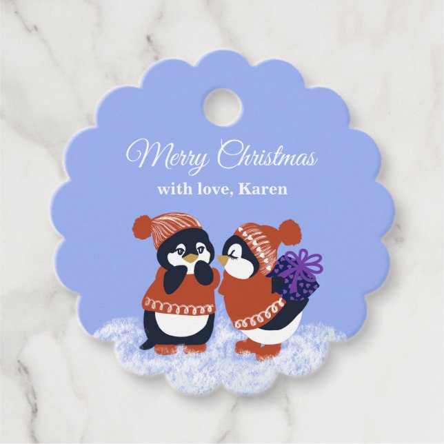 Winterschnee Frohe Weihnachten Geschenkanhänger (Vorderseite)