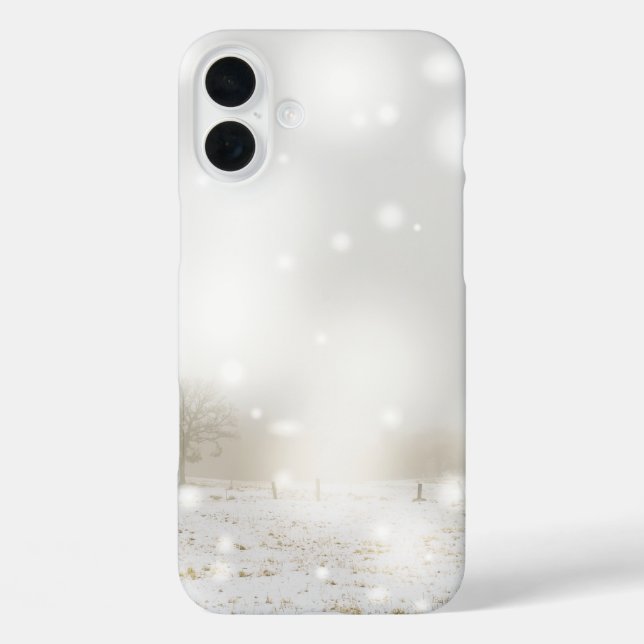 Winterschnee funkelnd Schwarz/Weiß iPhone 16 Plus Hülle (Rückseite)