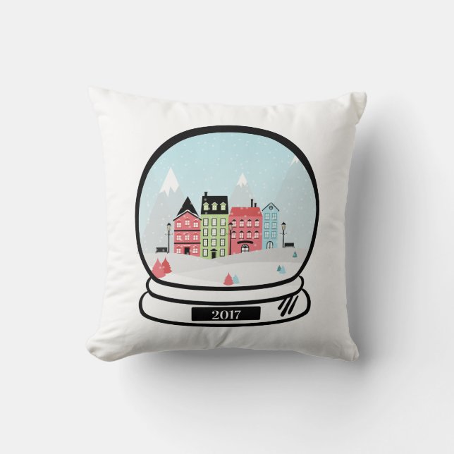 Winterschnee Globe Holiday Throw Kissen (Vorderseite)