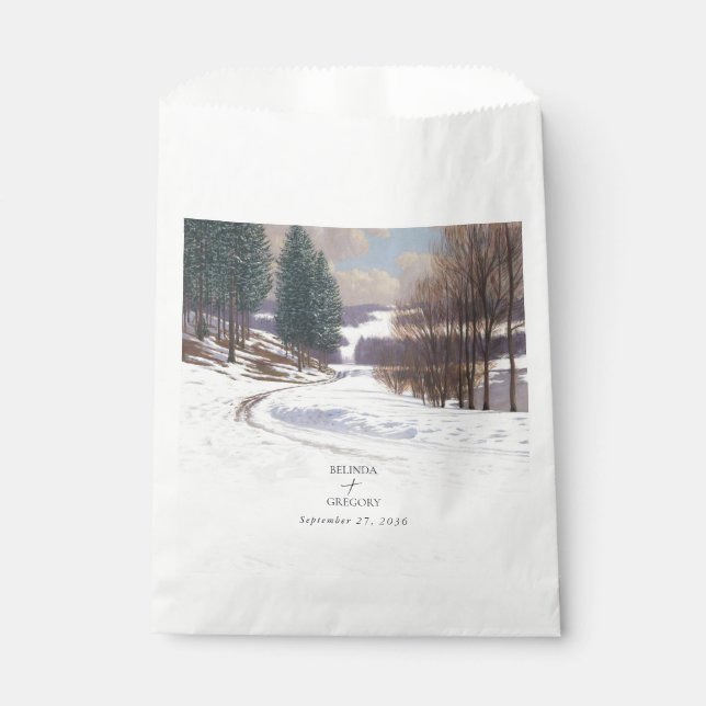 Winterschnee Hochzeit im Wasser Geschenktütchen (Vorderseite)