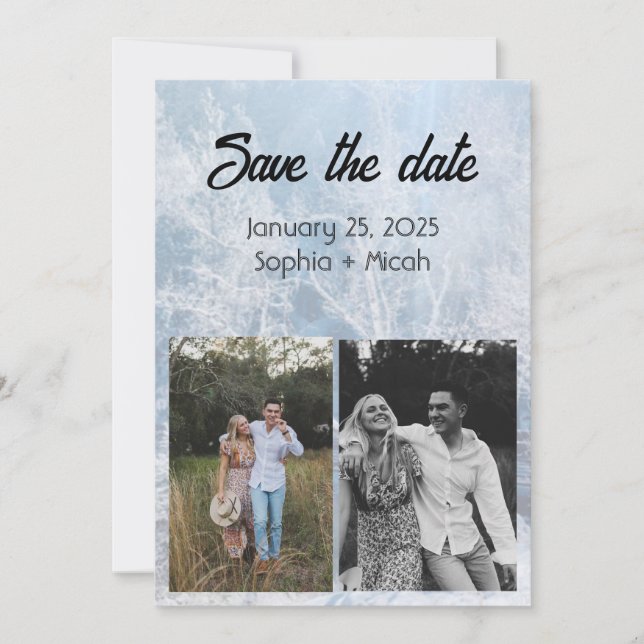 Winterschnee Hochzeit rett-the-date Vorlage (Vorderseite)