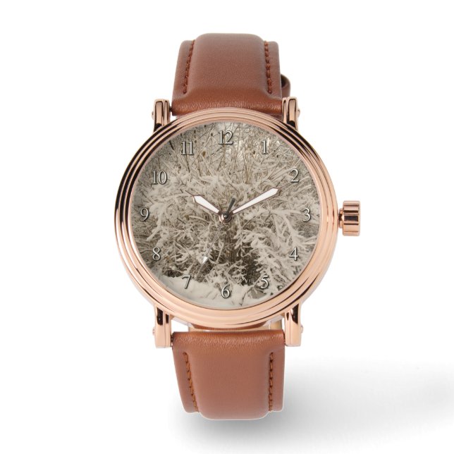 Winterschnee im Ornament Armbanduhr (Vorderseite)